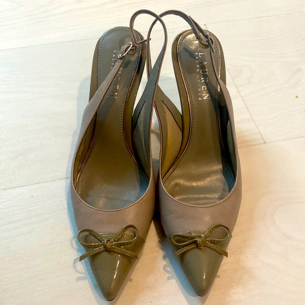 Lauren Ralph Lauren Grey 2 Tone Sling Heels 6.5M